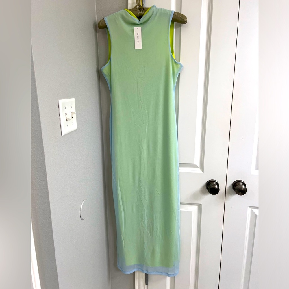 NWT Fun maxi dress layered in blue and yellow!